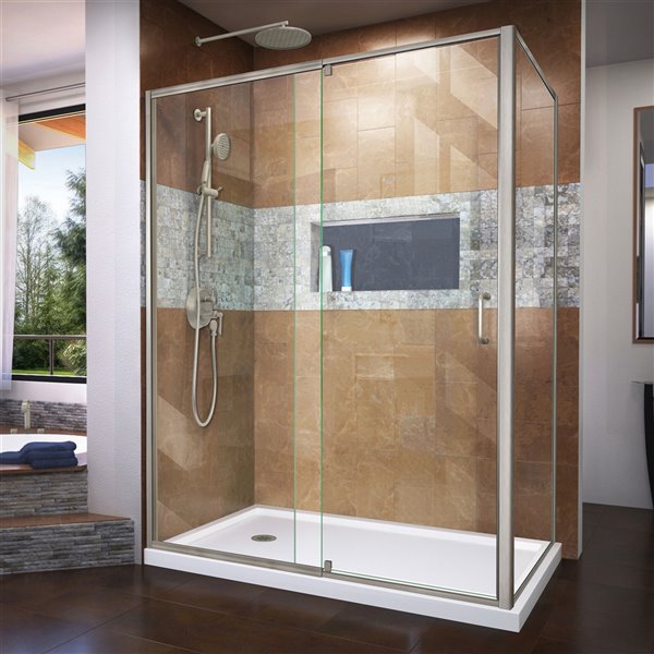 DreamLine Flex 60-in Nickel Pivot Shower Enclosure Kit