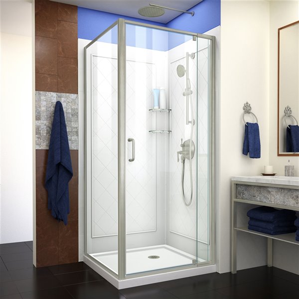 DreamLine Flex Shower Enclosure Kit - 36-in - Nickel