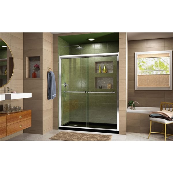 DreamLine Duet Shower Door/Acrylic Base - 34-in x 60-in - Chrome