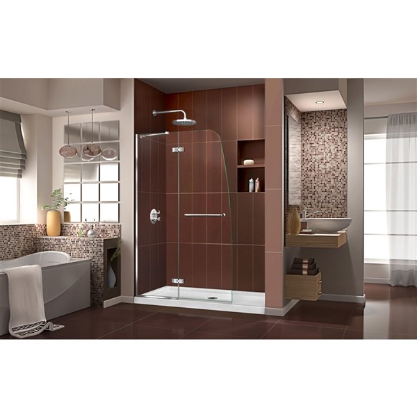 Porte douche/base contemporaine de DreamLine, 60 po, chrome