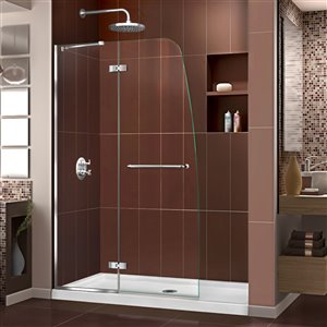 Porte douche/base contemporaine de DreamLine, 60 po, chrome