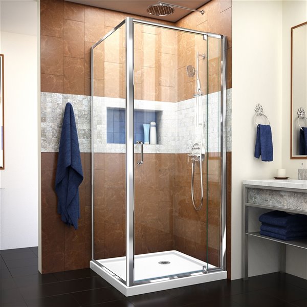 Ensemble de douche Flex par DreamLine 36 po x 74,5 po chrome