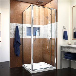 DreamLine Flex 36-in x 74.5-in Chrome Shower Enclosure Kit