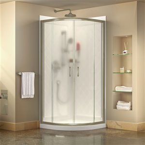 DreamLine Prime 33-in x 74.5-in Nickel Shower Enclosure Kit