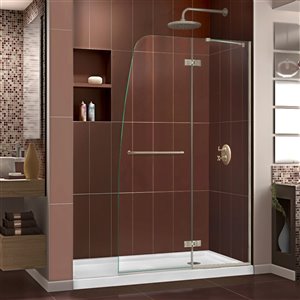 DreamLine Aqua Ultra Shower Door and Base - 60-in - Nickel