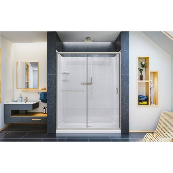 DreamLine Infinity-Z Shower Door and Base Kit - 60-in - Nickel DL-6117C ...