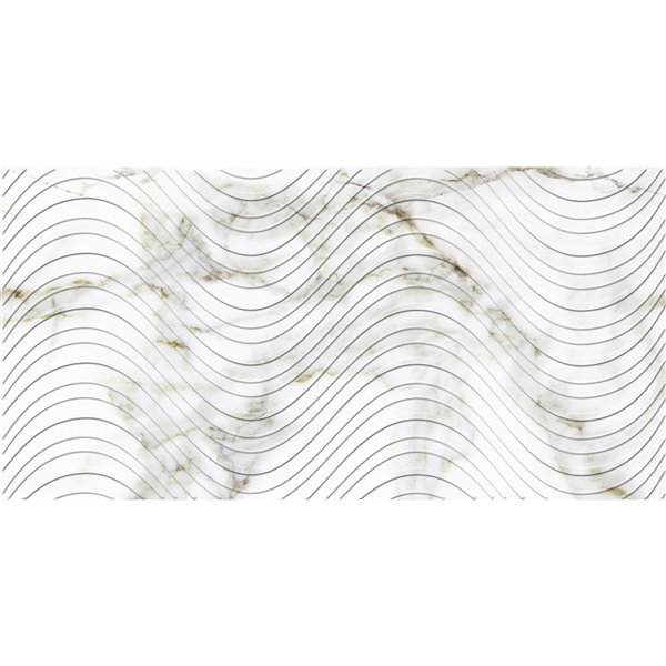 Dundee Deco PVC 3D Wall Panel - Grey and Brown Faux Marble Waves - 3.2-ft x 1.6-ft