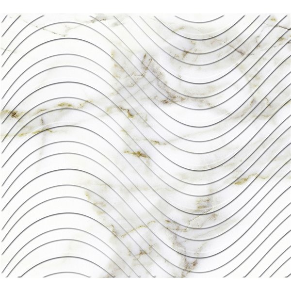 Dundee Deco PVC 3D Wall Panel - Grey and Brown Faux Marble Waves - 3.2-ft x 1.6-ft
