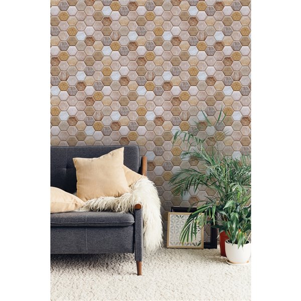 DUNDEE DECO Dundee PVC 3D Wall Panel - Deco Beige, Brown Faux Honeycomb ...