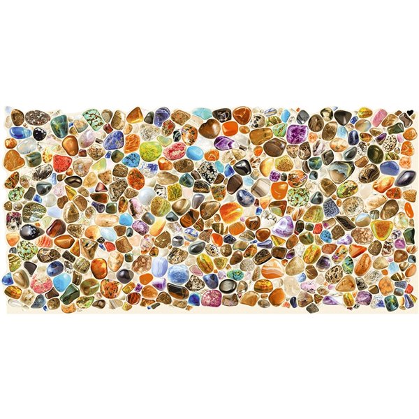 Dundee Deco PVC 3D Wall Panel - Red, Blue, Brown, Orange and Beige Faux Round Stones - 3.2-ft x 1.6-ft