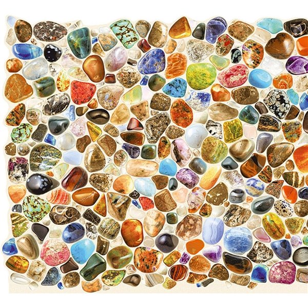 Dundee Deco PVC 3D Wall Panel - Red, Blue, Brown, Orange and Beige Faux Round Stones - 3.2-ft x 1.6-ft