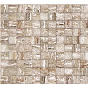 Dundee Deco PVC 3D Wall Panel - Light Brown Faux Stone Mixed Cubes - 3.2-ft x 1.6-ft