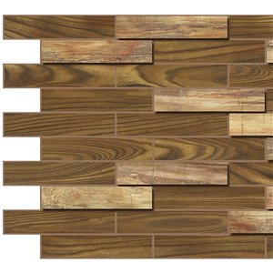 Dundee Deco Brown Faux Oak Steps 3.2-ft x 1.6-ft PVC 3D Wall Panel