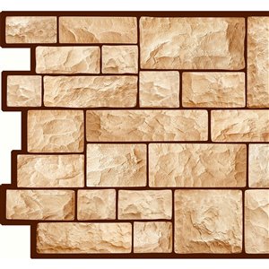 Dundee Deco PVC 3D Wall Panel - Beige Faux Cut Stone - 3.2-ft x 1.6-ft