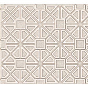 Dundee Deco PVC 3D Wall Panel - Beige Faux Geometric Shapes - 3.2-ft x 1.6-ft