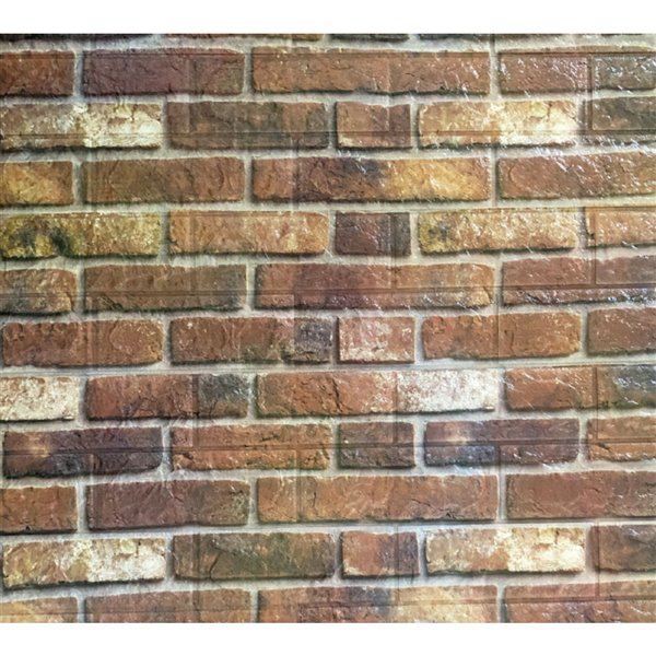 Dundee Deco Peel and Stick 3D Wall Panel - Tawny Brown Faux Bricks | RONA