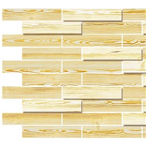 Dundee Deco PVC 3D Wall Panel - Light Yellow Faux Oak Steps 3.2-ft x 1.6-ft