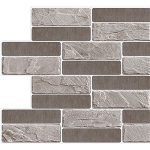 Dundee Deco PVC 3D Wall Panel - Grey and Charcoal Faux Bricks - 3.2-ft x 1.6-ft