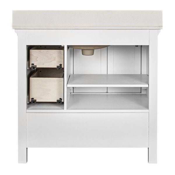 Foremost Brantley 36-in White Single Sink Bathroom Vanity with Lily White Engineered Stone Top