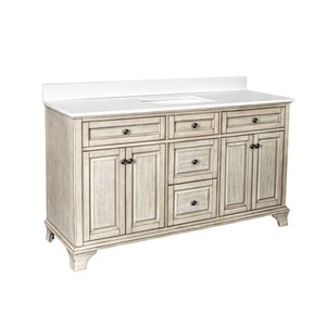 Ensemble meuble-lavabo Corsicana de Foremost, 60 po, blanc antique