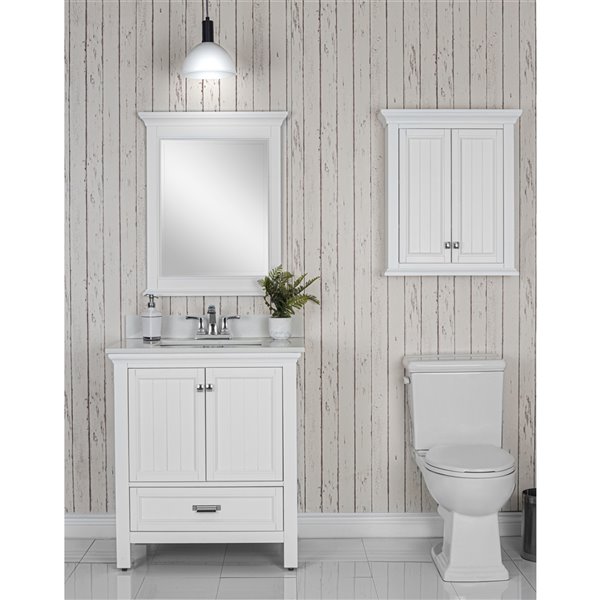 Foremost Brantley 31-in White Single Sink Bathroom Vanity with Lily White Engineered Stone Top