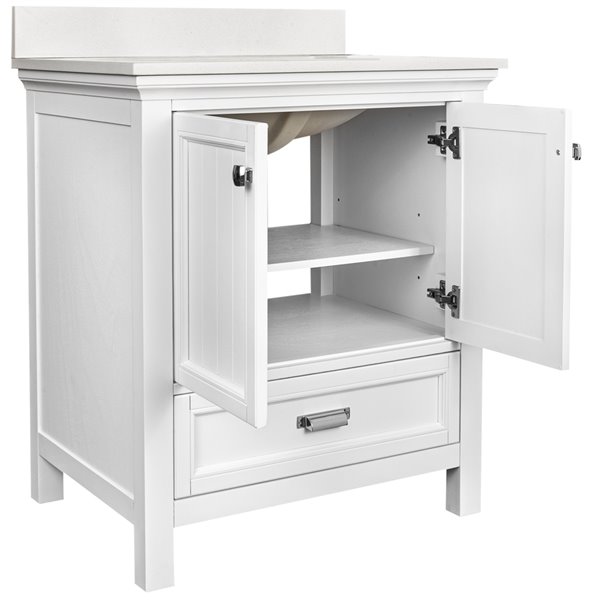 Foremost Brantley 31-in White Single Sink Bathroom Vanity with Lily White Engineered Stone Top