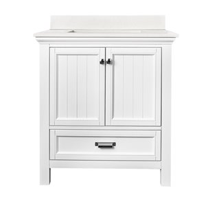 Foremost Brantley 31-in White Single Sink Bathroom Vanity with Lily White Engineered Stone Top