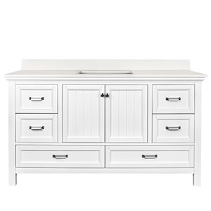 Foremost Brantley 60-in White Single Sink Bathroom Vanity with Lily White Engineered Stone Top