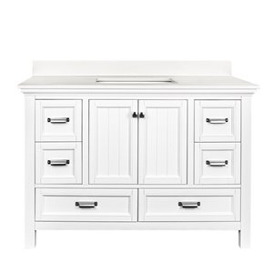 Foremost Brantley 49-in White Single Sink Bathroom Vanity with White Engineered Stone Top