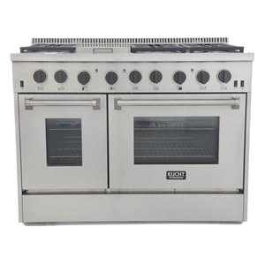 Cuisinière KUCHT 48 po à double carburant pour propane, boutons noir smoking