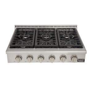 KUCHT 36-in Propane Gas Range-Top with Sealed Burners with Classic Silver Knobs