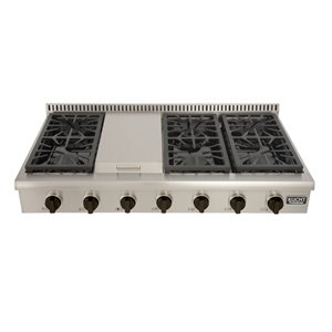 KUCHT 48-in Natural Gas Range-Top with Griddle and Tuxedo Black Knobs