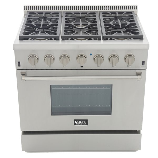 KUCHT Professional 36-in 5.2 cu. ft. Dual Fuel Range for Propane Gas  - 6 burners - Stainless Steel