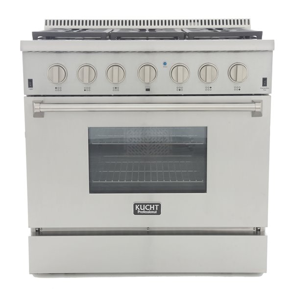 Cuisinière bi-combustible à 6 bruleurs Professional KUCHT pour gas propane, 36 po, acier inoxydable