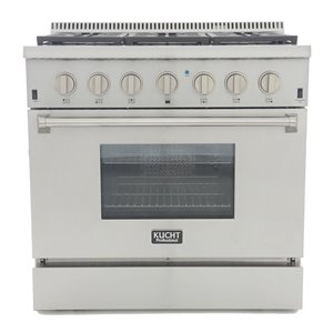 Cuisinière bi-combustible à 6 bruleurs Professional KUCHT pour gas propane, 36 po, acier inoxydable