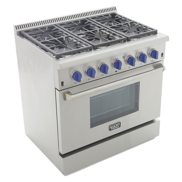 KUCHT Professional 36-in 5.2 cu. ft. Propane Gas Range with Convection Oven with Royal Blue Knobs - 6 burners