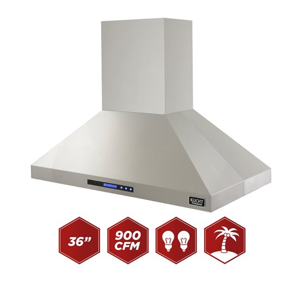 KUCHT 36-in Professional 900CFM Ducted Island Range Hood