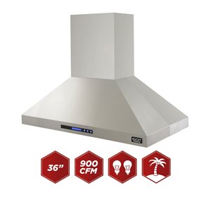 KUCHT 36-in Professional 900CFM Ducted Island Range Hood