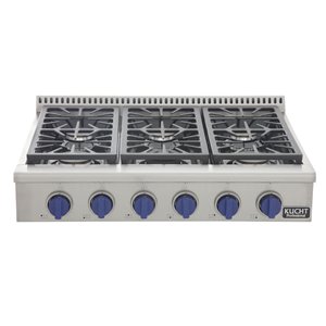 KUCHT 36-in Natural Gas Range-Top with Sealed Burners with Royal Blue Knobs