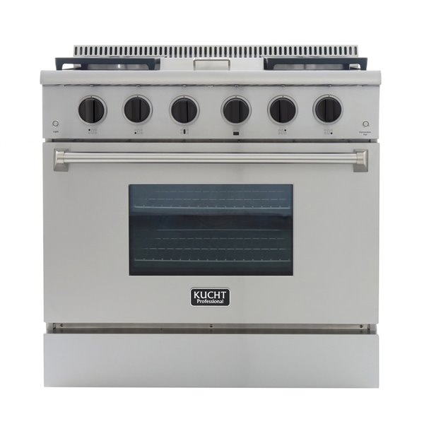 KUCHT Professional 36-in 5.2 cu ft. Natural Gas Range with Griddle with Tuxedo Black Knobs - 5 burners