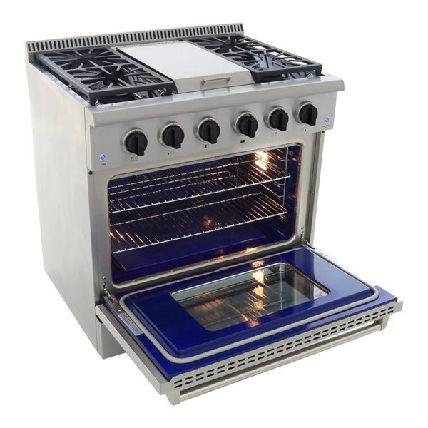 KUCHT Professional 36-in 5.2 cu ft. Natural Gas Range with Griddle with Tuxedo Black Knobs - 5 burners