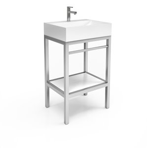 Unik Stone Stainless Steel Vanity with Engineered Stone Sink - 24-in