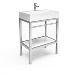 Unik Stone Stainless Steel Vanity with Engineered Stone Sink - 30-in