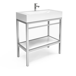 Unik Stone Stainless Steel Vanity with Engineered Stone Sink - 36-in