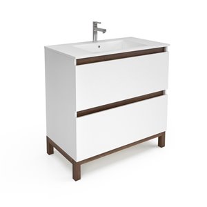 Unik Stone VEL series Vanity with Engineered Stone Sink - 36-in
