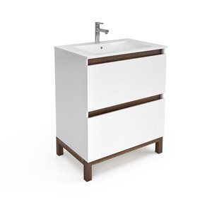 Unik Stone VEL series Vanity with Engineered Stone Sink - 30-in
