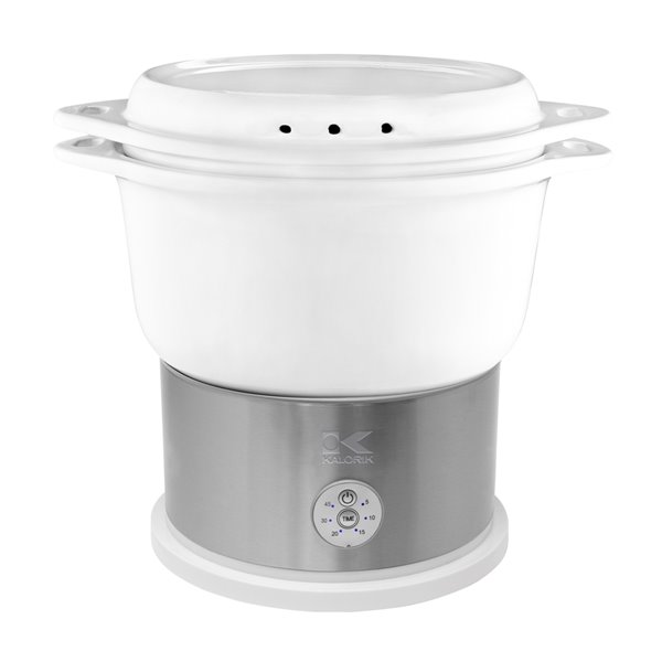 Kalorik 4.8 Qt Ceramic Steamer with Steaming Rack - White