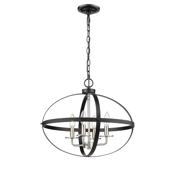 Millennium Lighting 4 Light Pendant - Matte Black and Brushed Nickel ...