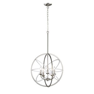 Millennium Lighting 5 Light Pendant - White and Brushed Nickel