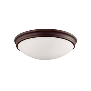 Millennium Lighting Rubbed Bronze Flush Mount - Etched White Glass - 3-Light